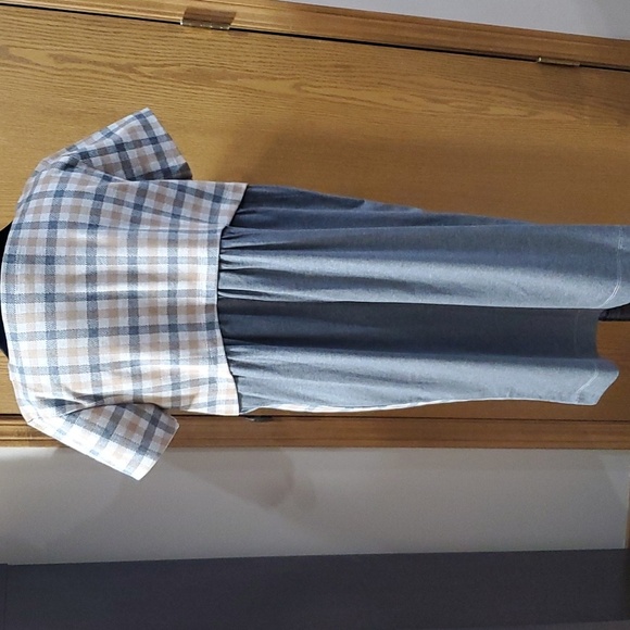 J Jill plaid short sleeve comfort dress grey tan - Picture 4 of 6